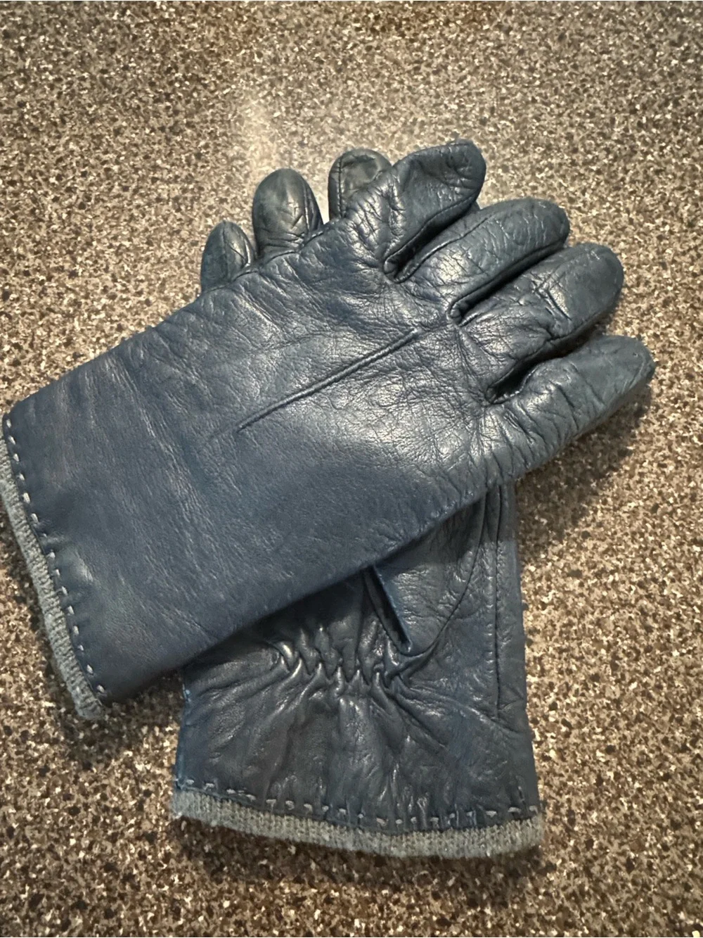 Vtg Fownes Brothers Blue Genuine Leather Gloves Acrylic Lining Women Small Sz 8